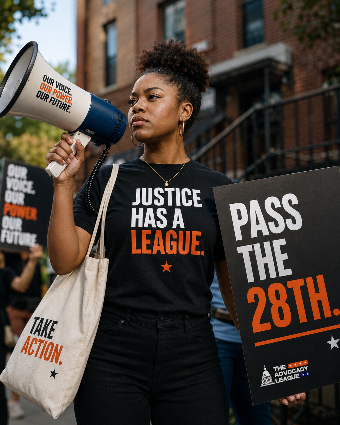 Advocate speaking at the 28th Amendment campaign rally